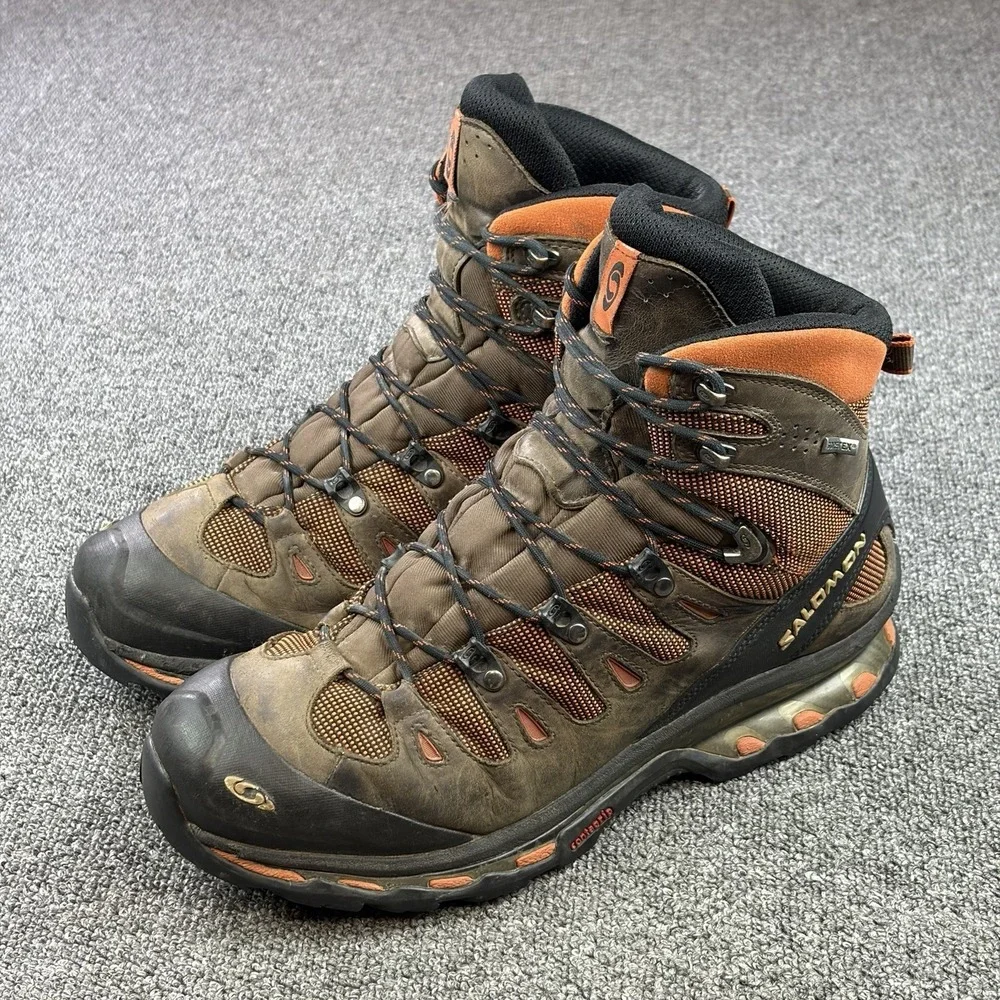 Salomon Quest 4D GTX Gore-Tex Trail Hiking Boots Brown Orange Mens 12 278432